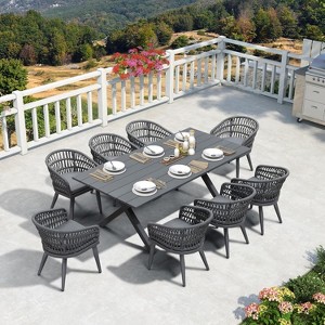 PURPLE LEAF Outdoor Dining Set All-Weather PE Rattan Patio Furniture Set with All Aluminum Frame Table and Chairs Set for Lawn Backyard Deck - 1 of 4