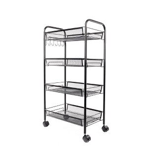 Karl Home 4 Tier Organizer Metal Rolling Storage Shelving Rack Kitchen Wire Shelf - 1 of 4