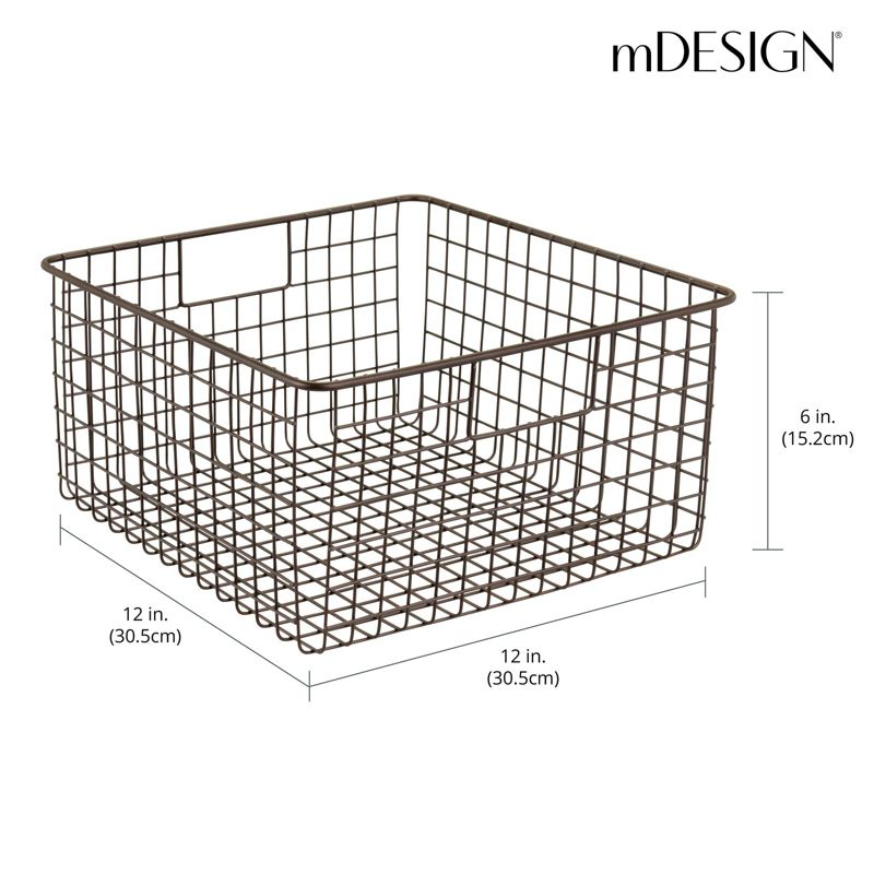 mDesign Metal Wire Food Organizer Basket with Built-In Handles - 12 x 12 x 6, 3 of 6