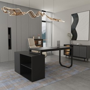 FUFU&GAGA Adjustable L Shaped Study Table Storage Drawers - 1 of 4