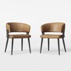 Luck Live Mid-Century Modern Patio Dining Chairs Set of 2 Armless outdoor Chairs/Metal Frame &Brown Easy to clean. - 4 of 4