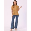 INSPIRE CHIC Women's Peter Pan Collar Contrast Trim Puff Sleeve Peasant Floral Shirt - 4 of 4