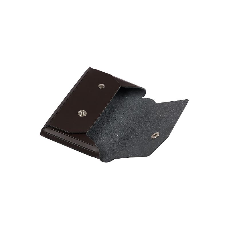 JAM Paper Italian Leather Business Card Holder Case with Angular Flap Dark Brown Sold Individually, 4 of 5