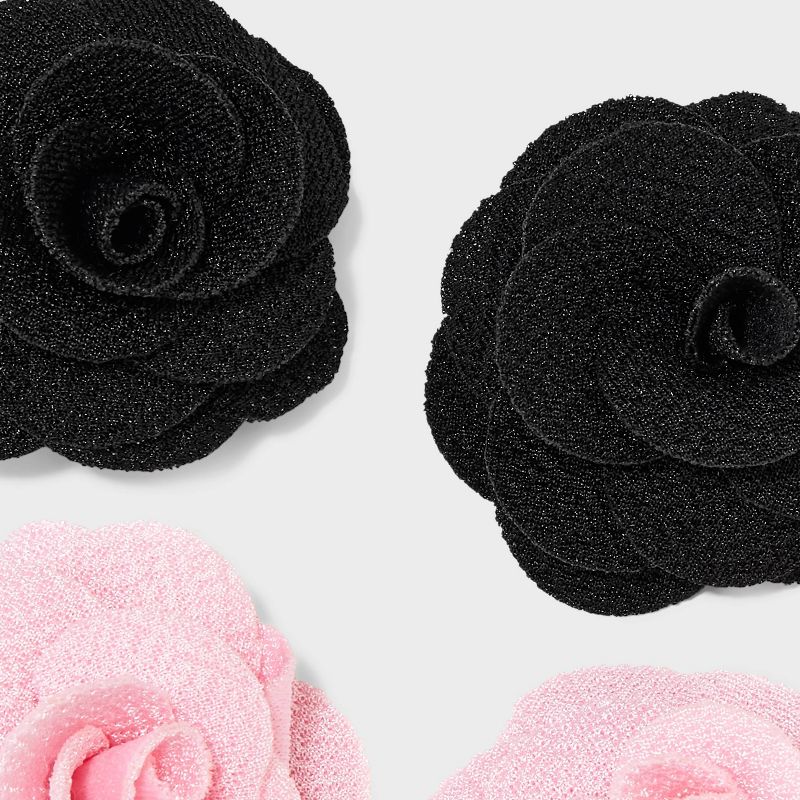 Rose Hair Clips Set 4pc - Wild Fable&#8482; Black/Pink, 4 of 5