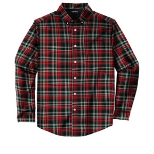 KingSize Men's Big & Tall Long Sleeve Wrinkle-Free Plaid Shirt - 1 of 4