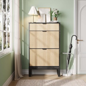 Shoe Cabinet with 2 Flip Drawers, Hidden Wood Shoe Cabinet,Freestanding Shoe Storage Cabinet for Entryway Hallway.White - 1 of 4