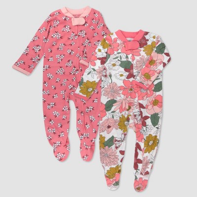 Image of Honest Baby 2pk Organic Cotton Color Me Happy Sleep N' Play - Pink 0-3M