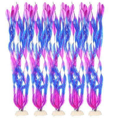 Unique Bargains Plastic Fish Tank Aquarium Decorations Artificial Water Plants Grass Purple 14.17" 5 Pcs