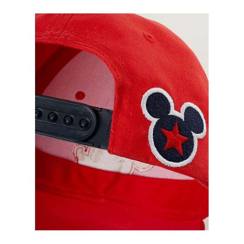 Mickey Mouse Men’s Snap-Back Baseball Cap, Dad Hat (Red), 3 of 4