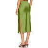 Women's Satin Midi Skirt - High Waist Slit Design with Comfortable Elastic Waistband Applegreen - 2 of 4