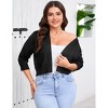 Womens Plus Size 3/4 Sleeve Cropped Cardigan Shrug Lightweight Open Front Knit Sweater - 3 of 4