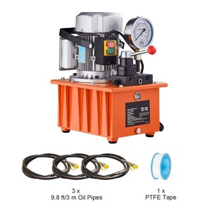 VEVOR Electric Hydraulic Pump, 10000 PSI 750W 110V, 488 in³/8L Capacity, Double Acting Manual Valve, Electric Driven Hydraulic Pump, Orange - 1 of 4