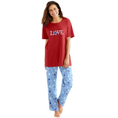 Dreams & Co. Women's Plus Size Graphic Tee PJ Set