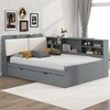 CAVINAS Wood Platform Bed with Storage Headboard, Shelves and 2 Drawers, Twin Size Bed Frame with Upholstered Headboards - 2 of 4