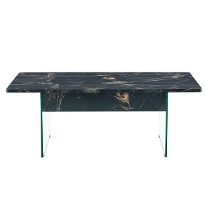 Lirago Multifunctional Lift Top Coffee Table-Black Marble Pattern with Tempered Glass Legs, Modern Design for Living Room & Office - 1 of 4