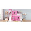 Okak Twin Solid Wood Bunk Bed with Tower, Tent, Ladder and Slide, Castle Loft Bed for Toddler Kids Teens Easy Assemble No Box Soring Needed, Pink - 2 of 4