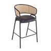Set of 2 Rattan Bar Stools with Metal Frame and Faux Leather Seat,Modern Open Back Bar Chairs for Kitchen Island or Home Bar-Coolbibila - 3 of 4