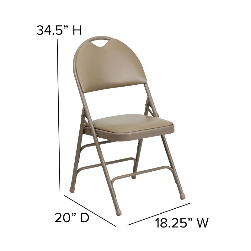 Flash Furniture 4 Pack HERCULES Series Extra Large Ultra-Premium Triple Braced Metal Folding Chair with Easy-Carry Handle, 4 of 9