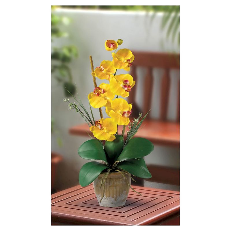 Nearly Natural Phalaenopsis Silk Orchid Flower Arrangement Yellow, 3 of 5