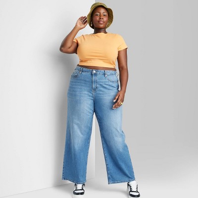 Plus size wide outlet leg denim