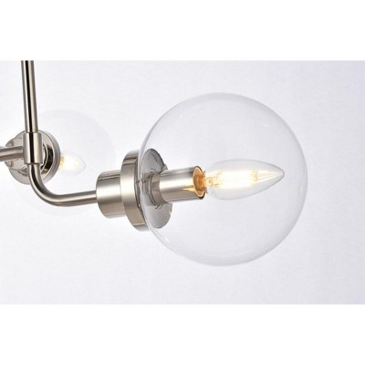Hanson 8-Light Polished Nickel Pendant with Clear Glass Shades