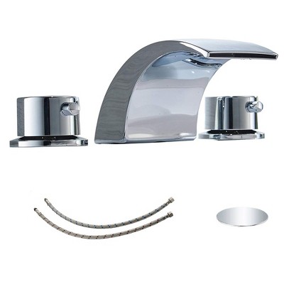 BWE 8 in. Widespread 2-Handle Bathroom Faucet With Led Light And Pop Up Drain