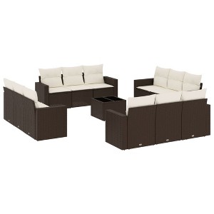 vidaXL Garden Sofa Set Brown, Cream White - 1 of 4