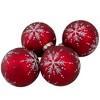 Northlight Glittered Snowflakes Matte Finish Glass Ball Christmas Ornaments - 3" (75mm) - Red - 4ct - 2 of 4