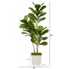 Nearly Natural 5.5-ft Fiddle Leaf Artificial Tree in White Metal Planter UV Resistant (Indoor/Outdoor) - 2 of 4