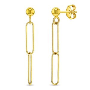 Dangled Paperclips Standard Back Gold Plated Sterling Silver Earrings - In Season Jewelry - 1 of 3