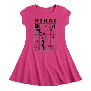 Girls' - Pokémon - Pika Squares Fit & Flair Cap Sleeve Dress - 1 of 3