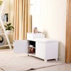 Shoe Storage Bench Cabinet, with PU Cushion Double Doors Movable Drawer Multifunctional Wooden Entrance Storage Bench for Door Entrance Hallway - 4 of 4