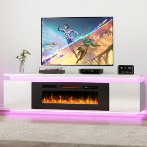 Skyzoo Electric Fireplace TV Stand for TVs up to 80" with LED Lights & 4 AC Power Outlets, TV console for Living Room - 1 of 4