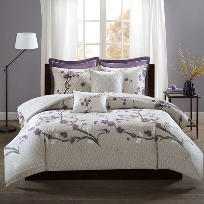 7 Pcs Elegant Lovely Floral Print Cotton Duvet Set, All Season Home Textile fits Lux Bedroom Decor