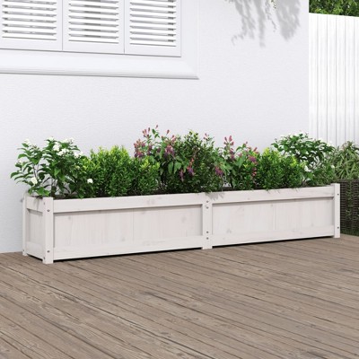 vidaXL Garden Planter White 70.9"x12.2"x12.2" Solid Wood Pine