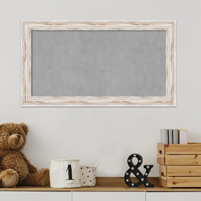 Alexandria Whitewash Wood Framed Magnetic Bulletin Board 27 x 15 in.