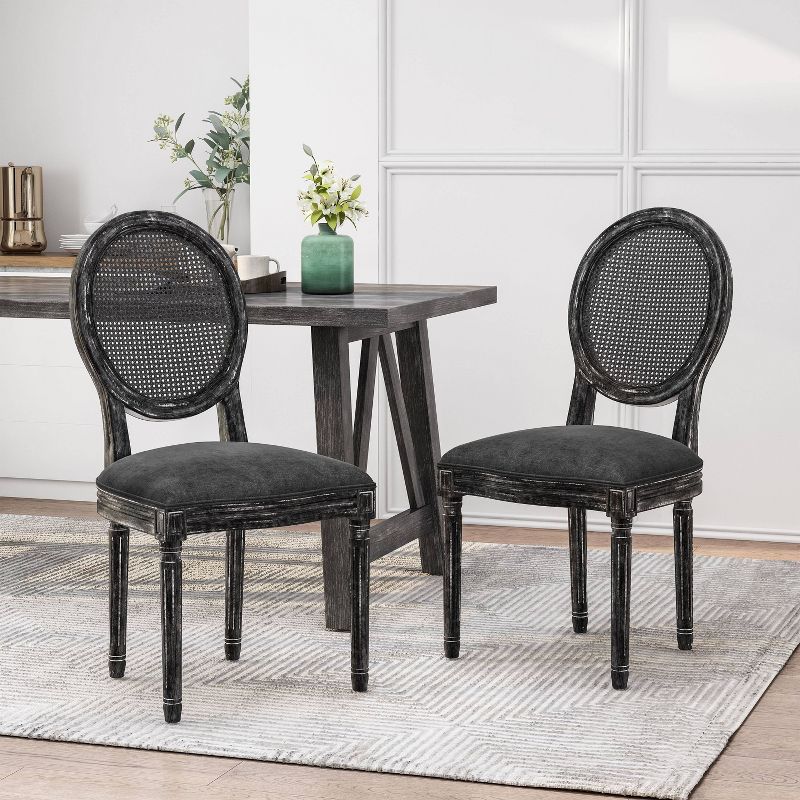 2pk Aquilla French Country Wood and Cane Upholstered Dining Chairs - Christopher Knight Home, 3 of 14