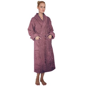 Arus Women's Turkish Terry Cotton Robe, Shawl Collar Bathrobe - 1 of 1