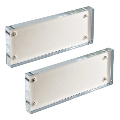 White Polished Acrylic Magnetic Tabletop Frame 3" x 8"