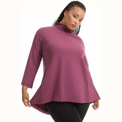 June + Vie by Roaman's Women's Plus Size One+Only Mock-Neck Tunic