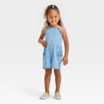 Toddler Girls' Chambray Denim Romper - Cat & Jack™ Blue