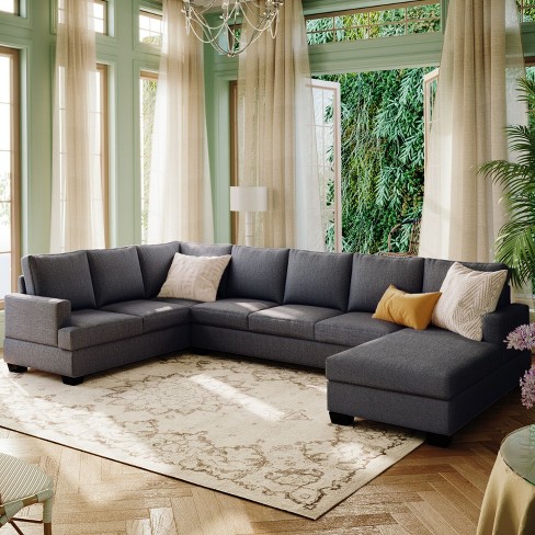 3 piece U shape Sectional Sofa With Thick Cushions Chaise Lounge Couch For Living Room Indoor Furniture Gray Maison Boucle Target