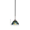 Toltec Lighting Paramount 1 - Light Pendant in  Matte Black/Brushed Nickel with 7" Blue Mosaic Art Glass Shade - 2 of 2