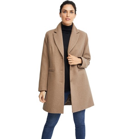 Ellos Women's Plus Size Classic Wool-blend Coat, 34 - Dark Taupe
