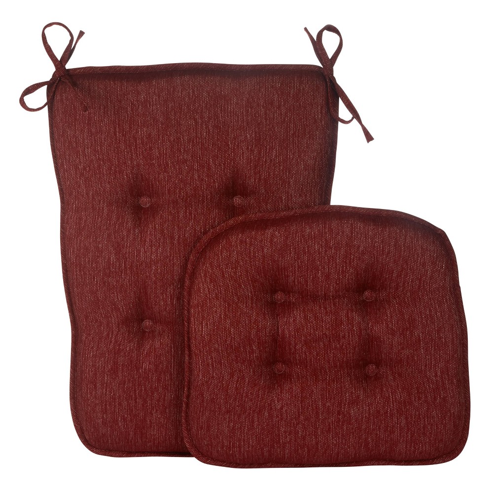 Gripper 2pc Embrace Low Profile Rocking Chair Cushion Set - Red: Indoor Oblong Chair Pads, Solid Polypropylene & Polyester