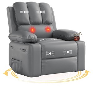 Oversized Recliner Chairs with Heat and Massage - 360° Swivel Lazy Recliner Chair for Adults- Manual Rocking Chair with Cup Holder for Living Rooms - 1 of 4