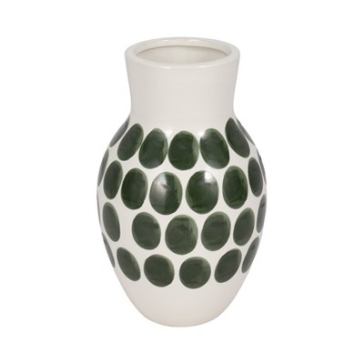 Sagebrook Home 10" Ceramic Vase - Contemporary Abstract Polka Dot Flower Vase Decorative Table Accent
