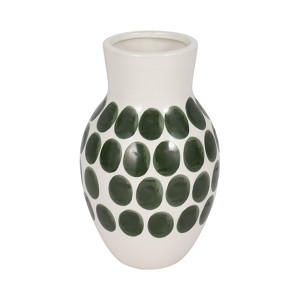 Sagebrook Home 10" Ceramic Vase - Contemporary Abstract Polka Dot Flower Vase Decorative Table Accent - 1 of 4