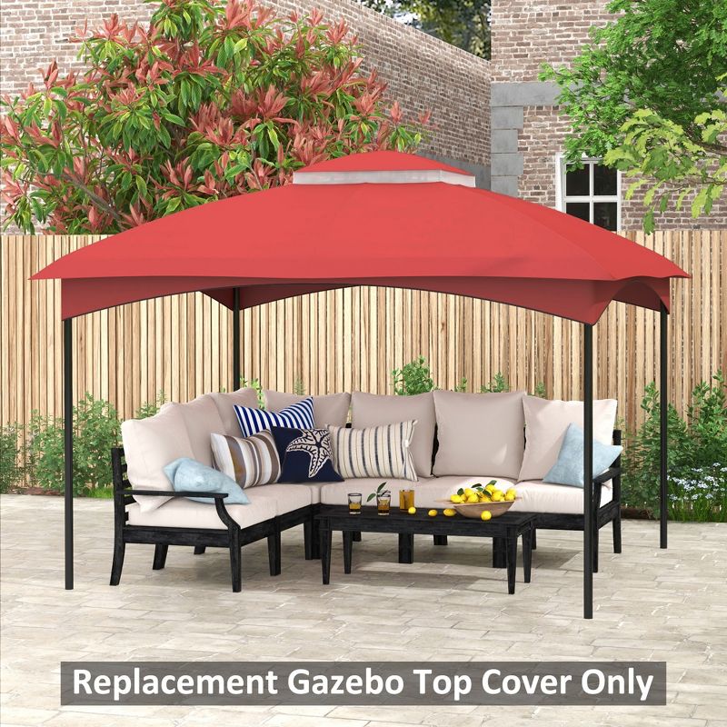 Outsunny 10' x 12' Gazebo Canopy Replacement, 2-Tier Outdoor Gazebo Cover Top Roof with Drainage Holes, (TOP ONLY), Wine Red, 3 of 7