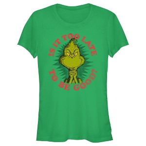 Junior's Dr. Seuss Christmas Grinch Is it too Late T-Shirt - 1 of 4